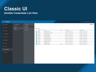Classic UI
Ansible Credentials List View
 