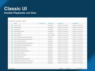 Classic UI
Ansible Playbooks List View
 
