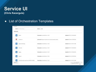 Service UI
(Chris Kacerguis)
● List of Orchestration Templates
 