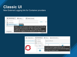 Classic UI
New External Logging link for Container providers
 