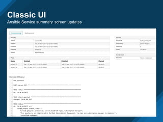 Classic UI
Ansible Service summary screen updates
 
