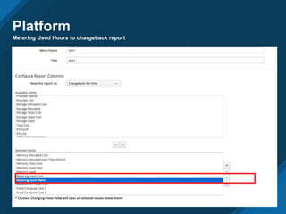Platform
Metering Used Hours to chargeback report
 