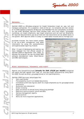 Sprinter 2000 English Brochure | PDF