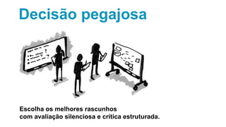 Decisão pegajosa
Escolha os melhores rascunhos
com avaliação silenciosa e crítica estruturada.
 