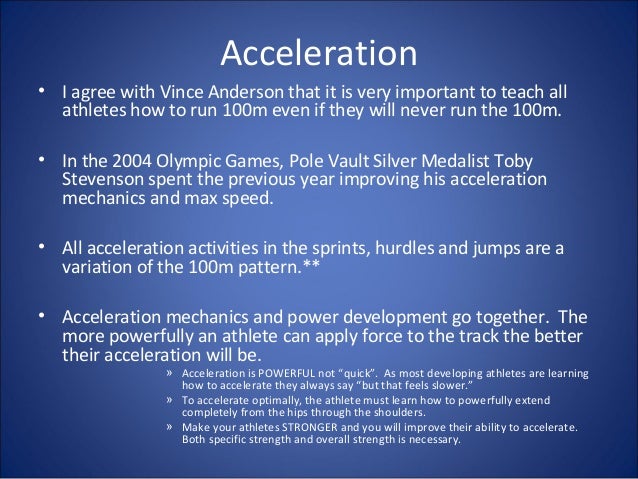 Vince Anderson Acceleration Chart