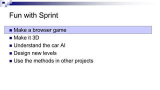 Sprint - Exciting Insights from Translating a Classic Car Racing Game ...