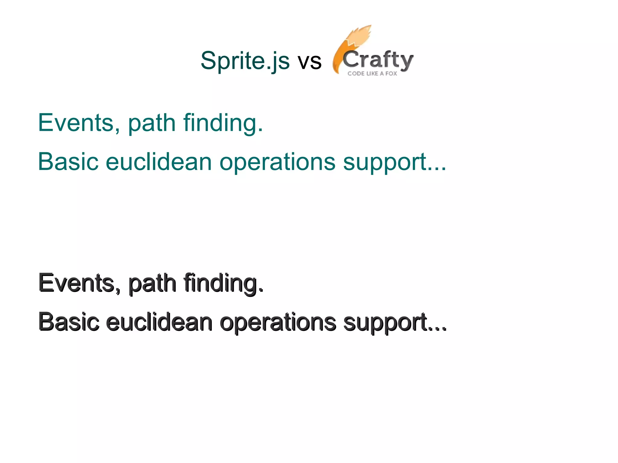 Sprite.js  vs   Events, path finding. 