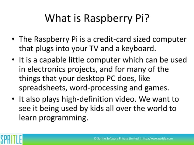 Intro to Raspberry Pi - by Sivakumar V | PPT