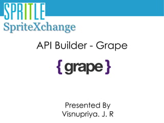 Building an API using 
Presented By 
Visnupriya. J. R 
 
