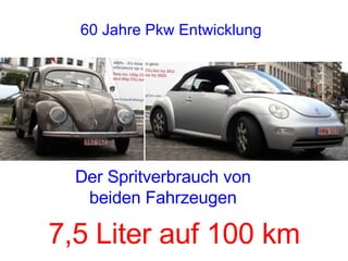 60 Jahre Pkw Entwicklung Der Spritverbrauch von beiden Fahrzeugen 7,5 Liter auf 100 km 