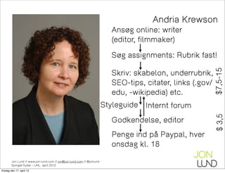 Andria Krewson
                                                                         Ansøg online: writer
             ...