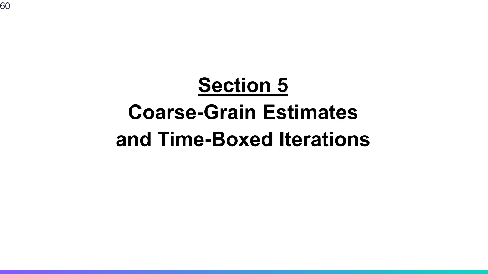 Section 5
Coarse-Grain Estimates
and Time-Boxed Iterations
60
 