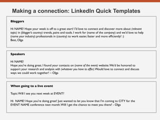 Making a connection: LinkedIn Quick Templates
Speakers
Hi NAME! 
