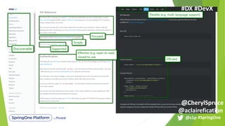 #SpringOne@s1p
#DX #DevX
@aclairefication
@CherylSpruce
 