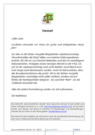 Vorwort

Liebe Leser,

zunächst wünschen wir Ihnen ein gutes und erfolgreiches Neues
Jahr!

Zu dem in der letzen Ausgabe d...