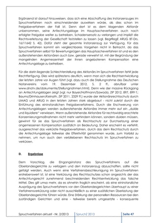Spruchverfahren aktuell (SpruchZ) Nr. 2/2013