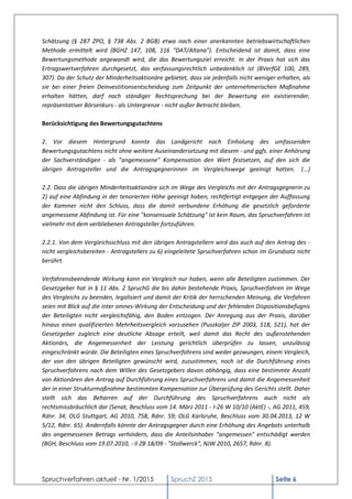 Spruchverfahren aktuell - Nr. 1/2015 SpruchZ 2015 Seite 6
Schätzung (§ 287 ZPO, § 738 Abs. 2 BGB) etwa nach einer anerkannten betriebswirtschaftlichen
Methode ermittelt wird (BGHZ 147, 108, 116 "DAT/Altana"). Entscheidend ist damit, dass eine
Bewertungsmethode angewandt wird, die das Bewertungsziel erreicht. In der Praxis hat sich das
Ertragswertverfahren durchgesetzt, das verfassungsrechtlich unbedenklich ist (BVerfGE 100, 289,
307). Da der Schutz der Minderheitsaktionäre gebietet, dass sie jedenfalls nicht weniger erhalten, als
sie bei einer freien Deinvestitionsentscheidung zum Zeitpunkt der unternehmerischen Maßnahme
erhalten hätten, darf nach ständiger Rechtsprechung bei der Bewertung ein existierender,
repräsentativer Börsenkurs - als Untergrenze - nicht außer Betracht bleiben.
Berücksichtigung des Bewertungsgutachtens
2. Vor diesem Hintergrund konnte das Landgericht nach Einholung des umfassenden
Bewertungsgutachtens nicht ohne weitere Auseinandersetzung mit diesem - und ggfs. einer Anhörung
der Sachverständigen - als "angemessene" Kompensation den Wert festsetzen, auf den sich die
übrigen Antragsteller und die Antragsgegnerinnen im Vergleichswege geeinigt hatten. (...)
2.2. Dass die übrigen Minderheitsaktionäre sich im Wege des Vergleichs mit der Antragsgegnerin zu
2) auf eine Abfindung in der tenorierten Höhe geeinigt haben, rechtfertigt entgegen der Auffassung
der Kammer nicht den Schluss, dass die damit verbundene Erhöhung die gesetzlich geforderte
angemessene Abfindung ist. Für eine "konsensuale Schätzung" ist kein Raum, das Spruchverfahren ist
vielmehr mit dem verbliebenen Antragsteller fortzuführen.
2.2.1. Von dem Vergleichsschluss mit den übrigen Antragstellern wird das auch auf den Antrag des -
nicht vergleichsbereiten - Antragstellers zu 6) eingeleitete Spruchverfahren schon im Grundsatz nicht
berührt.
Verfahrensbeendende Wirkung kann ein Vergleich nur haben, wenn alle Beteiligten zustimmen. Der
Gesetzgeber hat in § 11 Abs. 2 SpruchG die bis dahin bestehende Praxis, Spruchverfahren im Wege
des Vergleichs zu beenden, legalisiert und damit der Kritik der herrschenden Meinung, die Verfahren
seien mit Blick auf die inter omnes-Wirkung der Entscheidung und der fehlenden Dispositionsbefugnis
der Beteiligten nicht vergleichsfähig, den Boden entzogen. Der Anregung aus der Praxis, darüber
hinaus einen qualifizierten Mehrheitsvergleich vorzusehen (Puszkaljer ZIP 2003, 518, 521), hat der
Gesetzgeber zugleich eine deutliche Absage erteilt, weil damit das Recht des außenstehenden
Aktionärs, die Angemessenheit der Leistung gerichtlich überprüfen zu lassen, unzulässig
eingeschränkt würde. Die Beteiligten eines Spruchverfahrens sind weder gezwungen, einem Vergleich,
der von den übrigen Beteiligten gewünscht wird, zuzustimmen, noch ist die Durchführung eines
Spruchverfahrens nach dem Willen des Gesetzgebers davon abhängig, dass eine bestimmte Anzahl
von Aktionären den Antrag auf Durchführung eines Spruchverfahrens und damit die Angemessenheit
der in einer Strukturmaßnahme bestimmten Kompensation zur Überprüfung des Gerichts stellt. Daher
stellt sich das Beharren auf der Durchführung des Spruchverfahrens auch nicht als
rechtsmissbräuchlich dar (Senat, Beschluss vom 14. März 2011 - I-26 W 10/10 (AktE) -, AG 2011, 459,
Rdnr. 34; OLG Stuttgart, AG 2010, 758, Rdnr. 59; OLG Karlsruhe, Beschluss vom 30.04.2013, 12 W
5/12, Rdnr. 65). Andernfalls könnte der Antragsgegner durch eine Erhöhung des Angebots unterhalb
des angemessenen Betrags verhindern, dass die Anteilsinhaber "angemessen" entschädigt werden
(BGH, Beschluss vom 19.07.2010, - II ZB 18/09 - "Stollwerck", NJW 2010, 2657, Rdnr. 8).
 