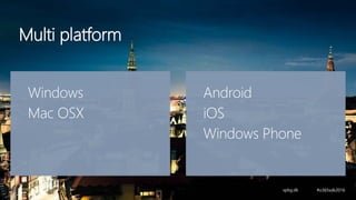 Windows
Mac OSX
Android
iOS
Windows Phone
Multi platform
 