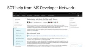 BOT help from MS Developer Network
 