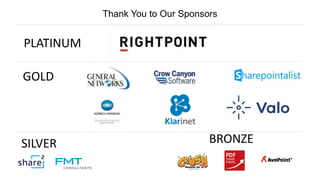 Thank You to Our Sponsors
PLATINUM
GOLD
SILVER BRONZE
 