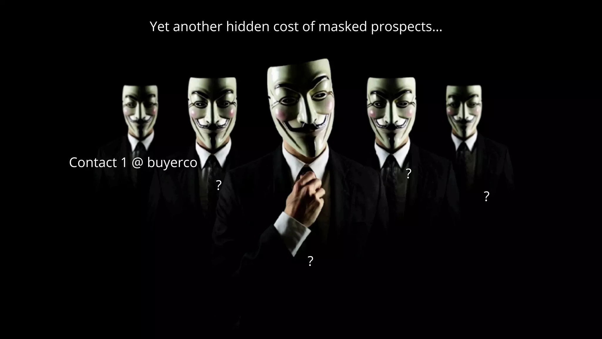© 2014 SiriusDecisions. All Rights Reserved 
78 
? 
Contact 1 @ buyerco 
? 
? 
? 
Yet another hidden cost of masked prospects… 
 