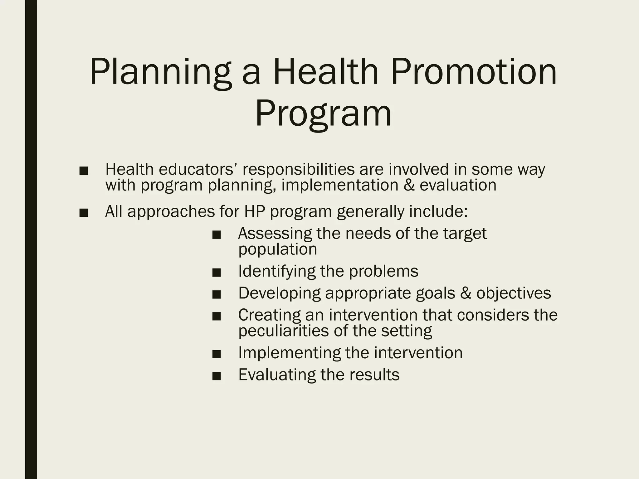 Sps160 chapter 7 planning of health promotion | PDF