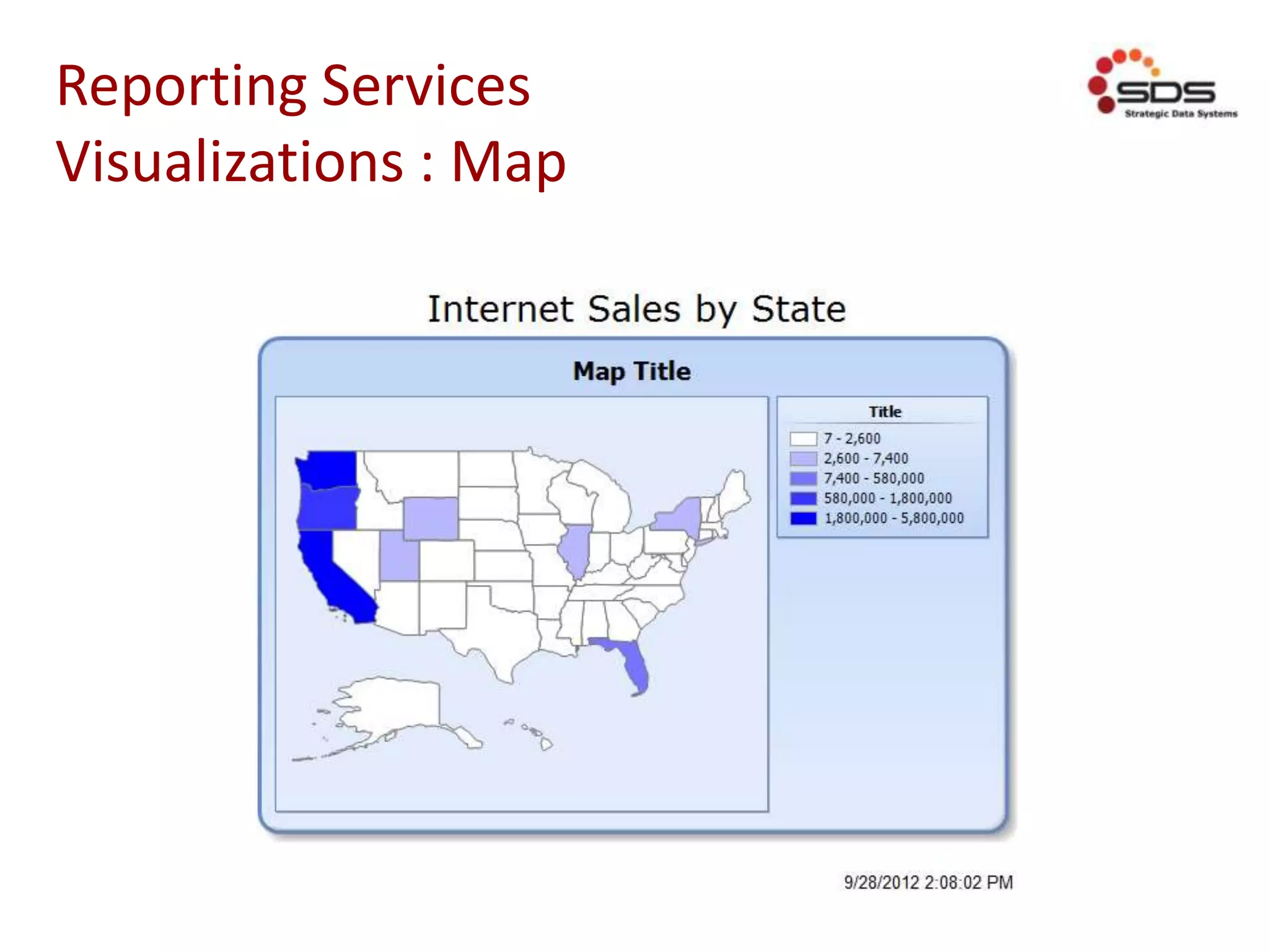 Reporting Services
Visualizations : Map
 