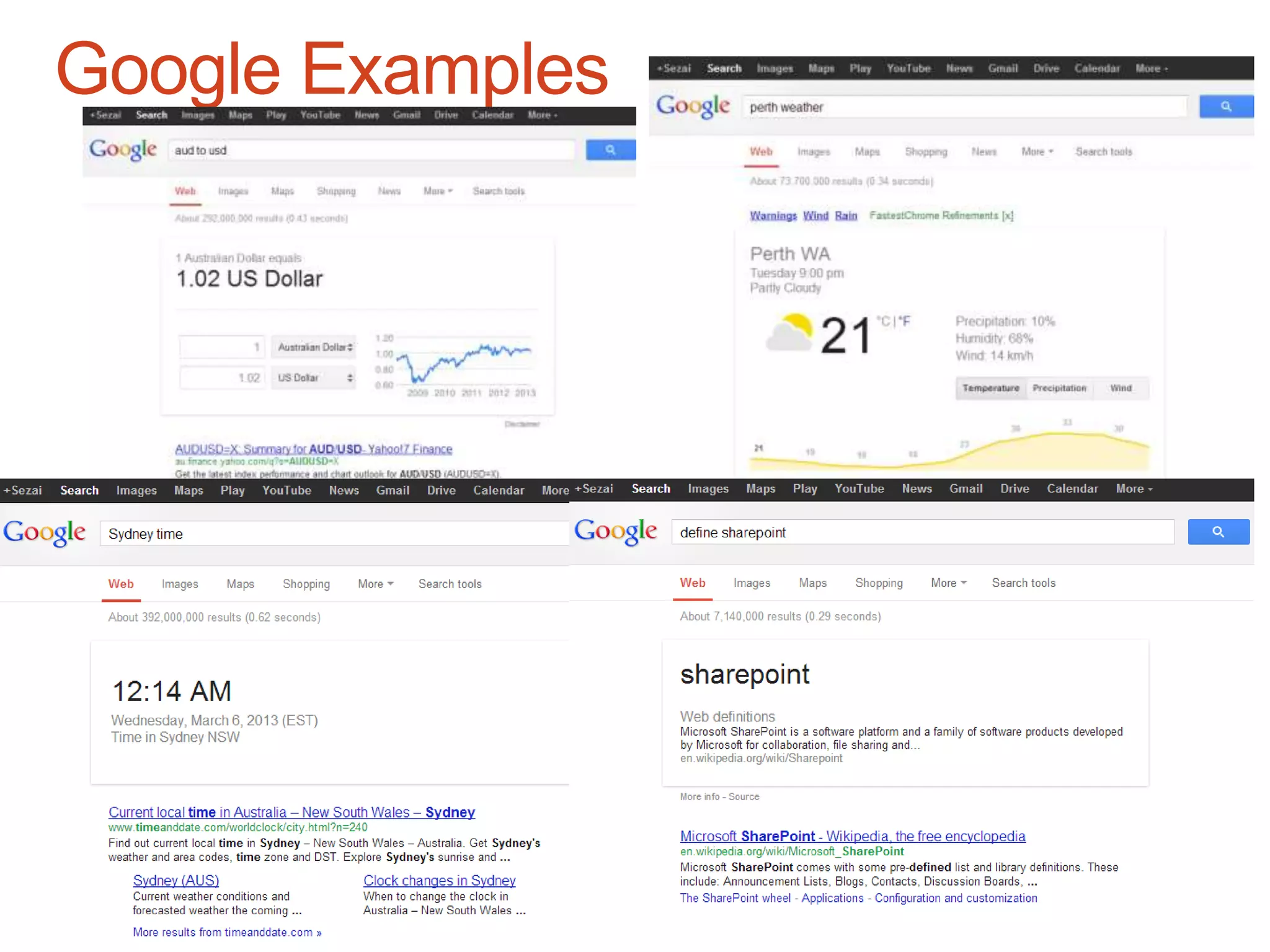 Google Examples
 
