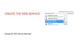 CREATE THE WEB SERVICE
Choose the “WCF Service Web Role”
 