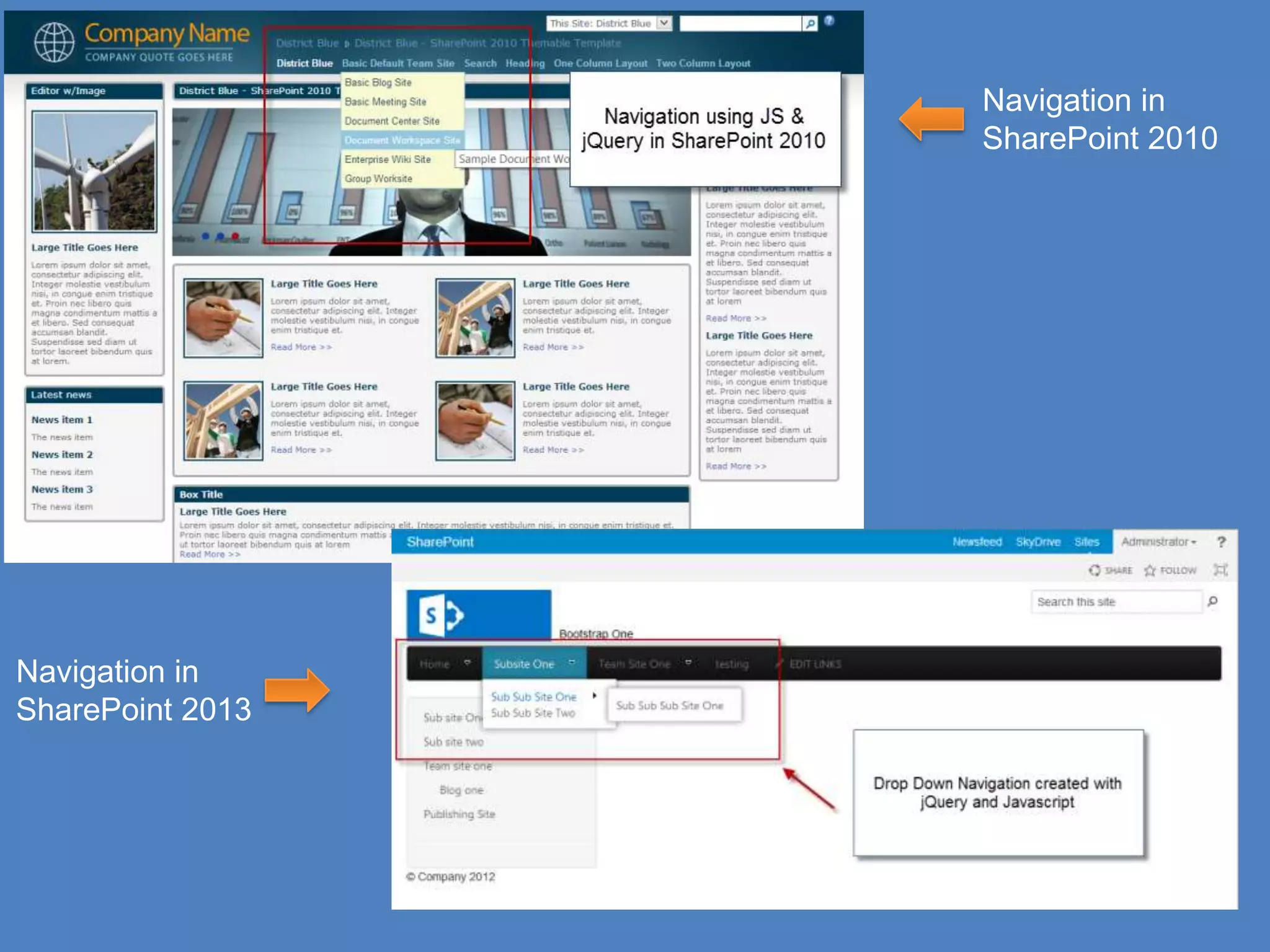 Navigation in
                  SharePoint 2010




Navigation in
SharePoint 2013
 