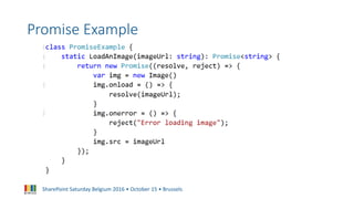 SharePoint Saturday Belgium 2016 • October 15 • Brussels
Promise Example
 