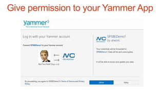 Give permission to your Yammer App
 