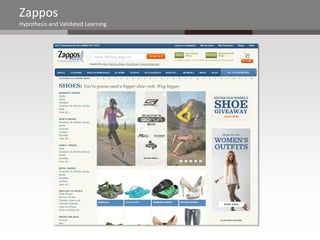 Zappos
Hypothesis and Validated Learning
 