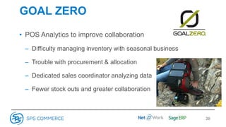 GOAL ZERO
• POS Analytics to improve collaboration
– Difficulty managing inventory with seasonal business
– Trouble with procurement & allocation
– Dedicated sales coordinator analyzing data
– Fewer stock outs and greater collaboration
30
 