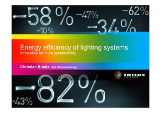 Energy efficiency of lighting systems
Innovation for more sustainability


Christian Braatz   Dipl. Wirtschafts-Ing.
 