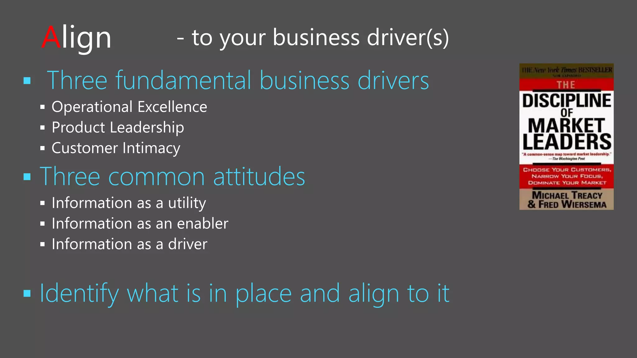 Align - to your business driver(s)









 