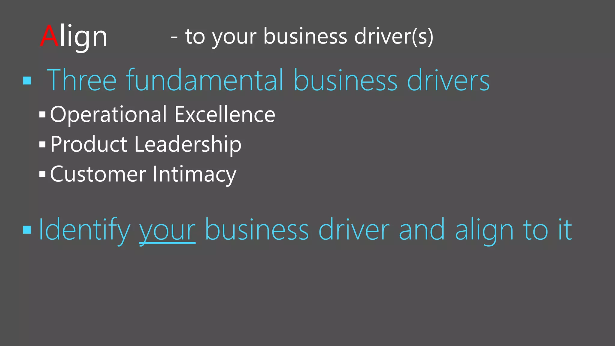 Align - to your business driver(s)





 