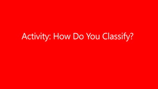 Activity: How Do You Classify?
 