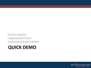 Lots of additional servicesSharePoint Server 2010Ribbon UISharePoint WorkspaceSharePoint MobileOffice ClientOffice Web App IntegrationStandards SupportBusiness Connectivity ServicesInfoPath Form ServicesExternal ListsWorkflowSharePoint DesignerVisual StudioAPI EnhancementsREST/ATOM/RSSSitesBlogs and WikisTagging, Tag Cloud, RatingsSocial BookmarkingMy SitesActivity FeedsProfiles and ExpertiseOrg BrowserCommunitiesCompositesPerformancePoint ServicesExcel ServicesChart Web PartVisio ServicesWeb AnalyticsSQL Server IntegrationPowerPivotContentInsightsEnterprise Content TypesMetadata and NavigationDocument SetsMulti-stage DispositionAudio and Video Content TypesRemote Blob StorageList EnhancementsSocial RelevancePhonetic SearchNavigationFAST IntegrationEnhanced PipelineSearch