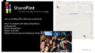 June 13, 2017 28DXC Proprietary and Confidential
Join us at #SharePint after the conference!
Why? To network with fellow SharePoint
professionals
What? SharePint!!!
When? 4:45 PM
Where? Announced at Conference Wrap-Up
 