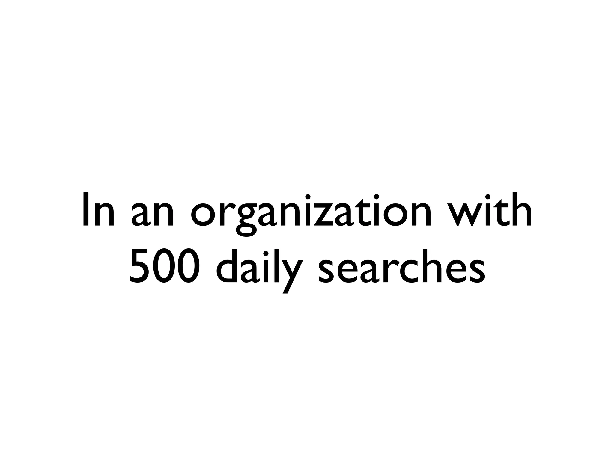 In an organization with
   500 daily searches
 