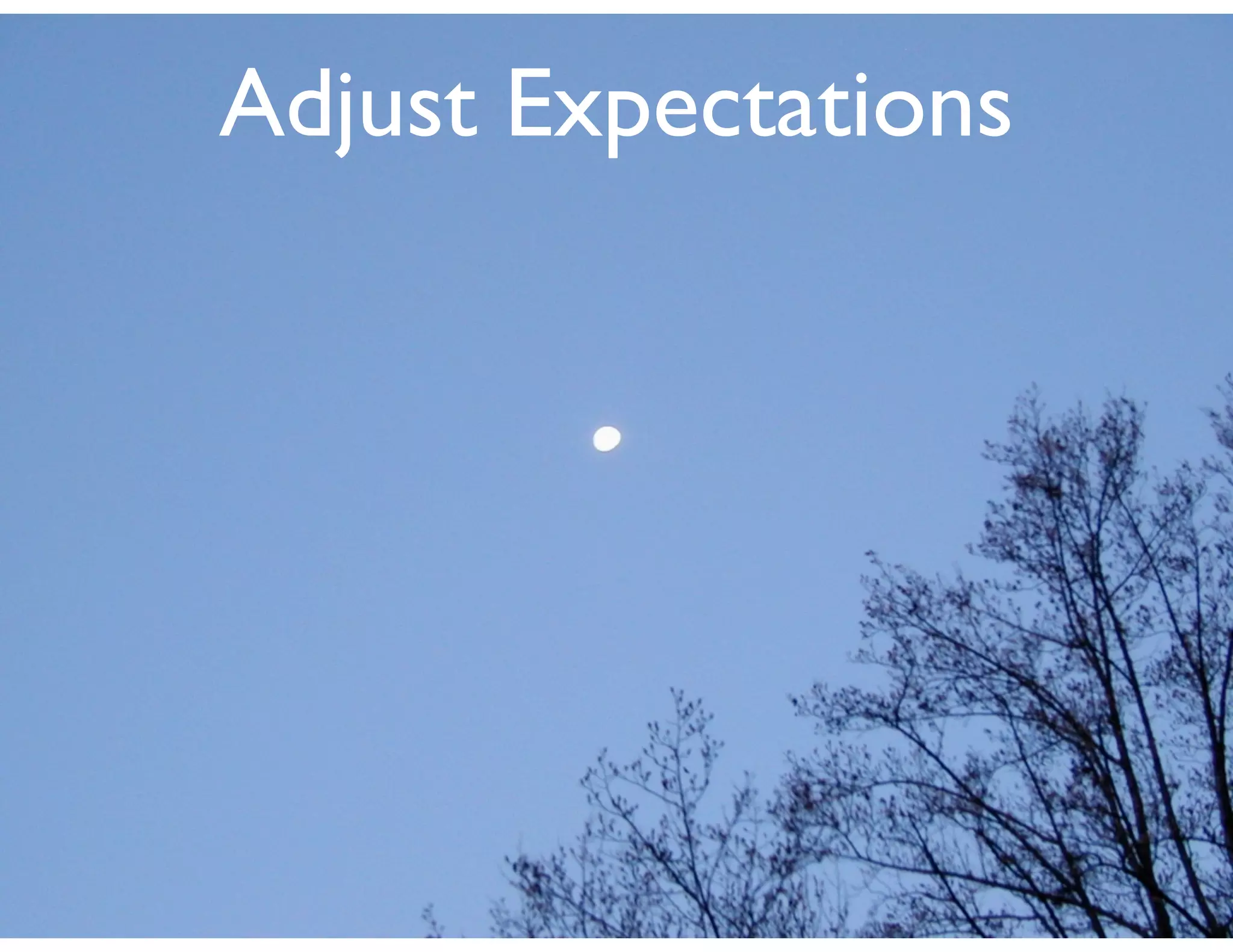 Adjust Expectations
 