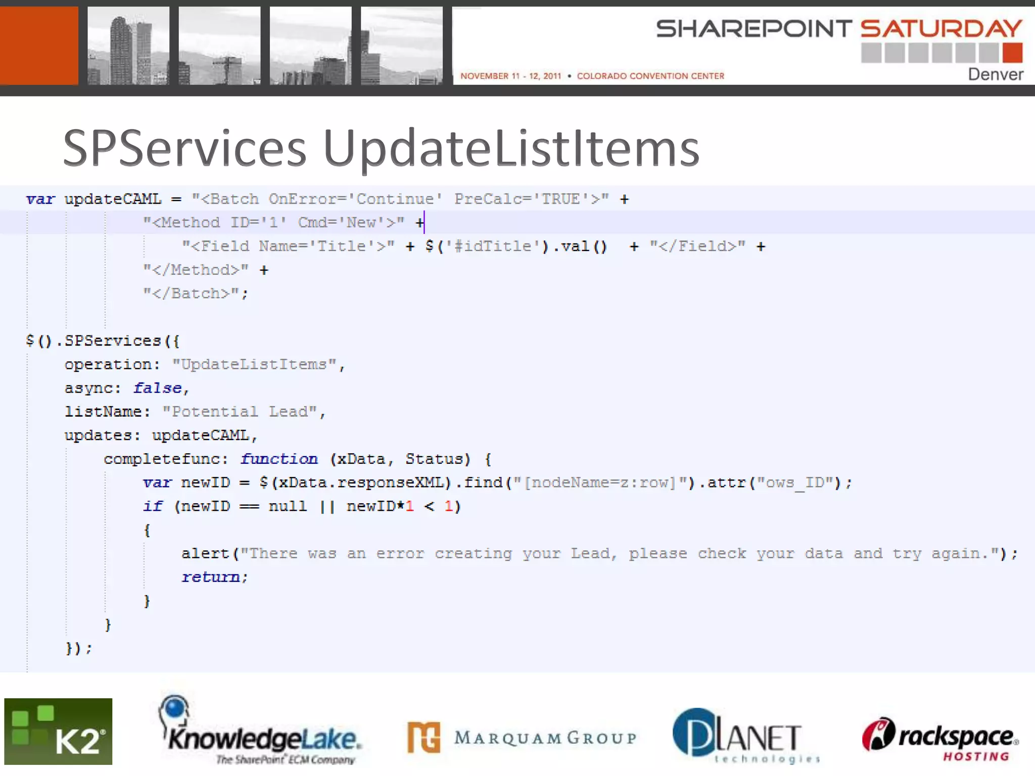 SPServices UpdateListItems
 