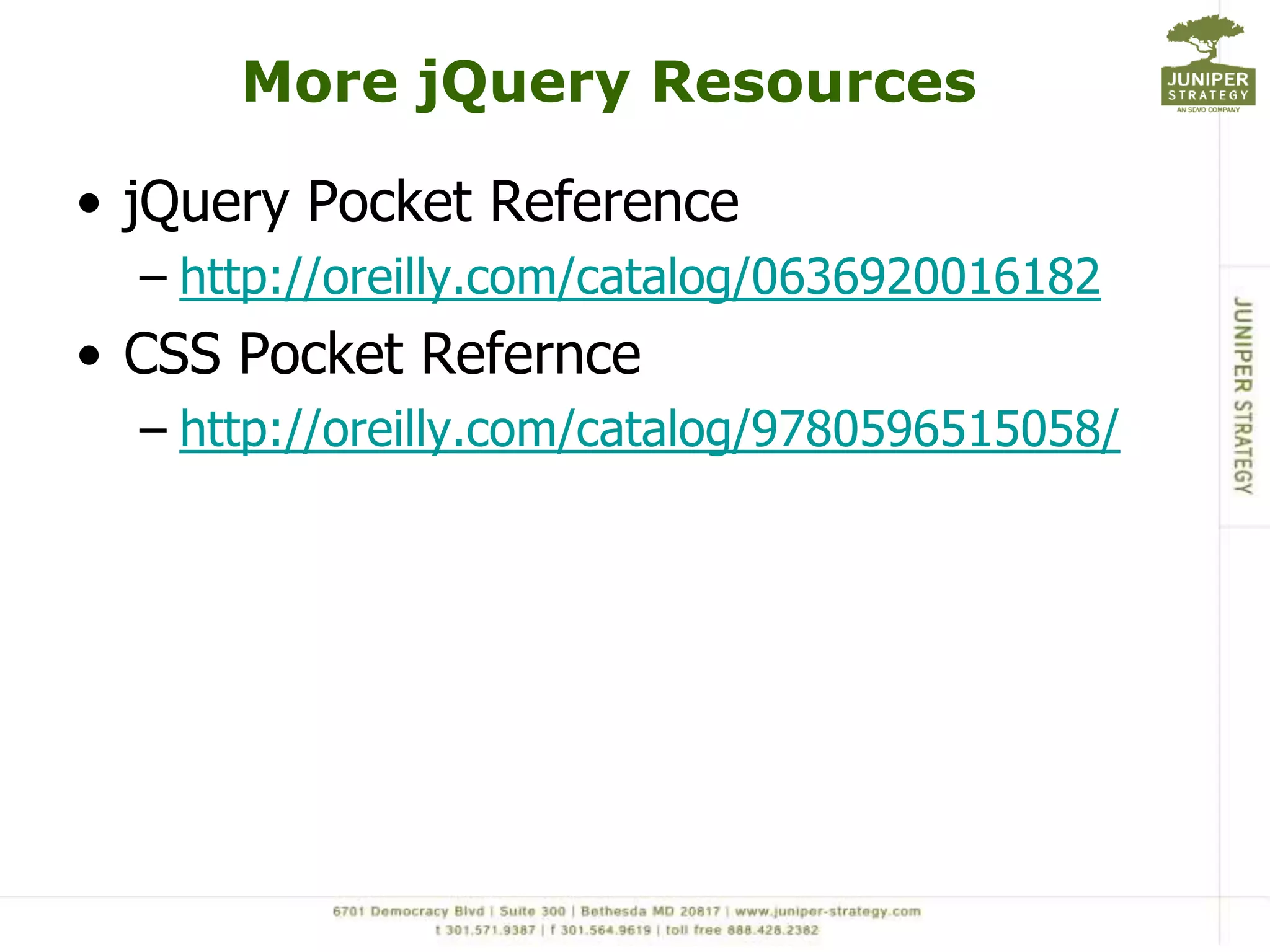 How to get it…jQueryhttp://jquery.com/SPServiceshttp://spservices.codeplex.comSuper Awesome 3rd party libraries that integrate wellModal dialogs - http://www.ericmmartin.com/projects/simplemodal/Calendar - http://arshaw.com/fullcalendar/Charts - http://g.raphaeljs.com/