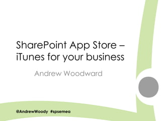 SharePoint App Store –
iTunes for your business
      Andrew Woodward




@AndrewWoody #spsemea
 