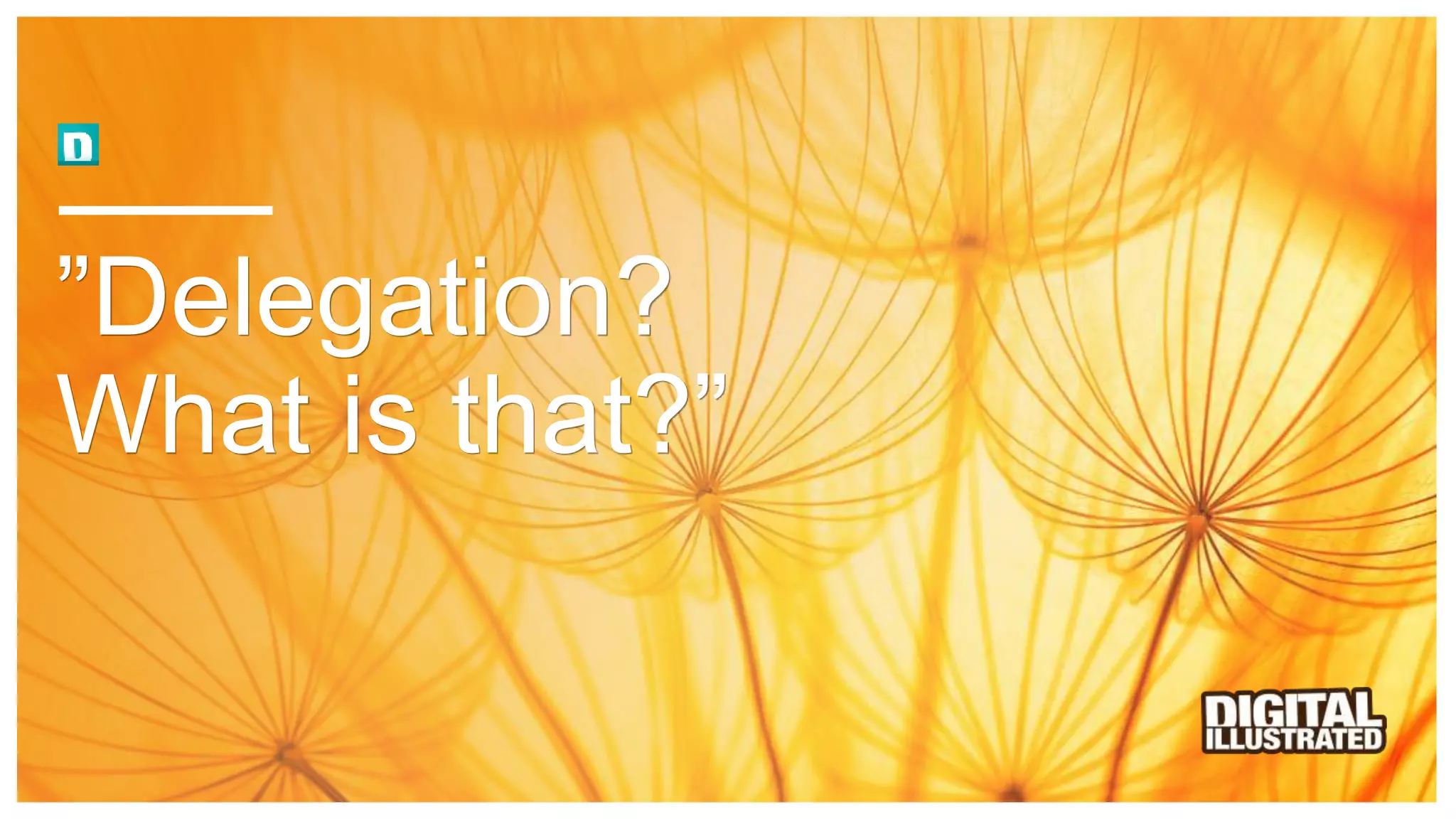 ”Delegation?
What is that?”
 