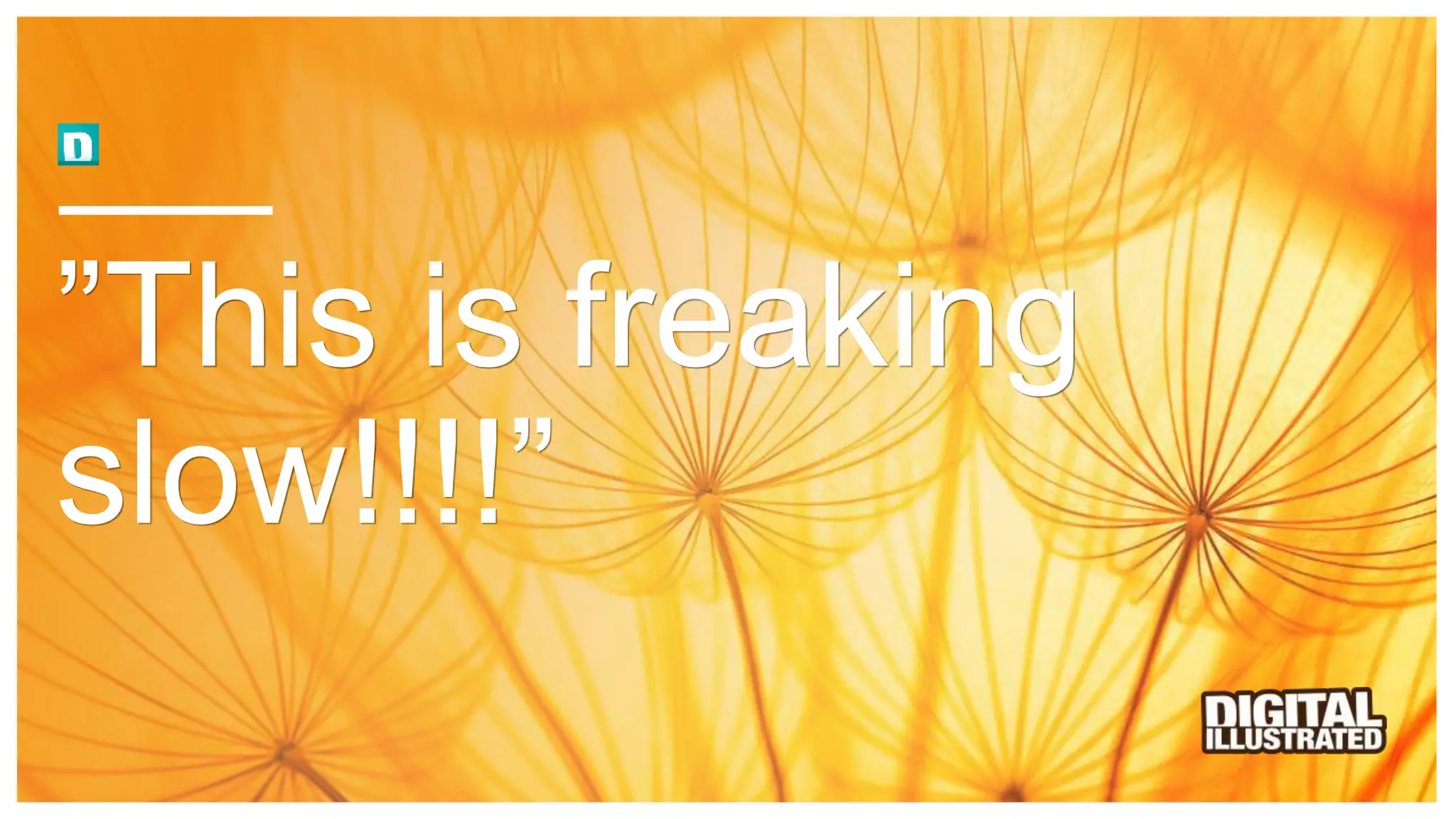 ”This is freaking
slow!!!!”
 