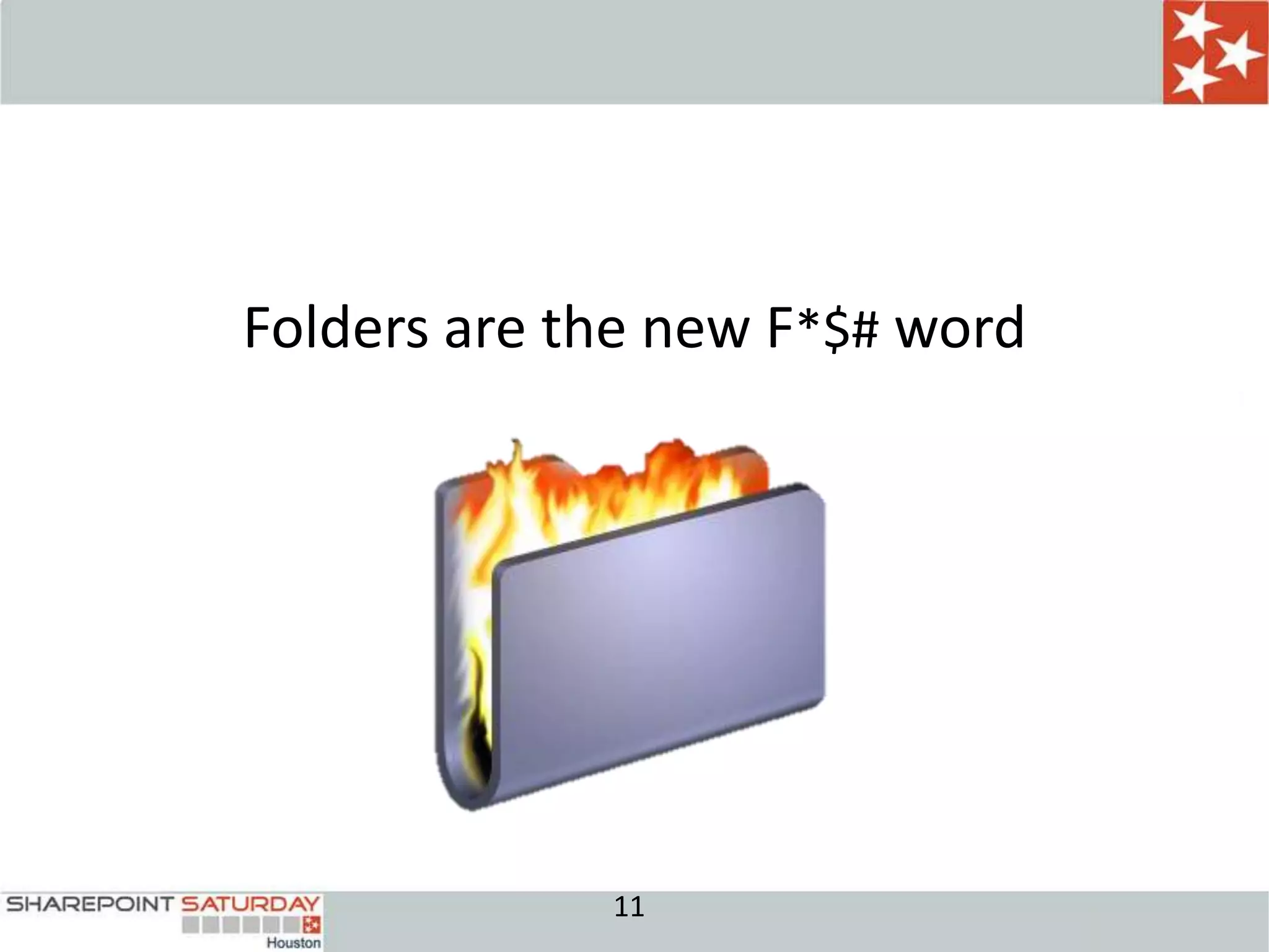 Folders are the new F*$# word




             11
 