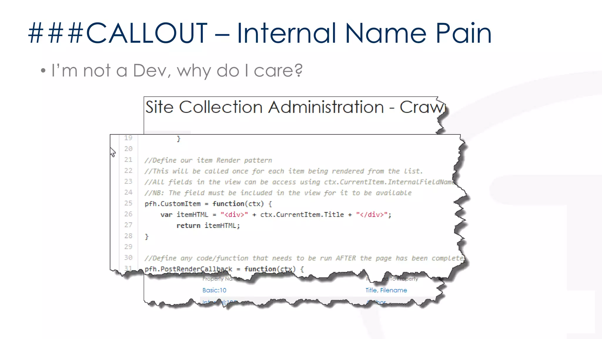 ###CALLOUT – Internal Name Pain 
• I’m not a Dev, why do I care? 
 