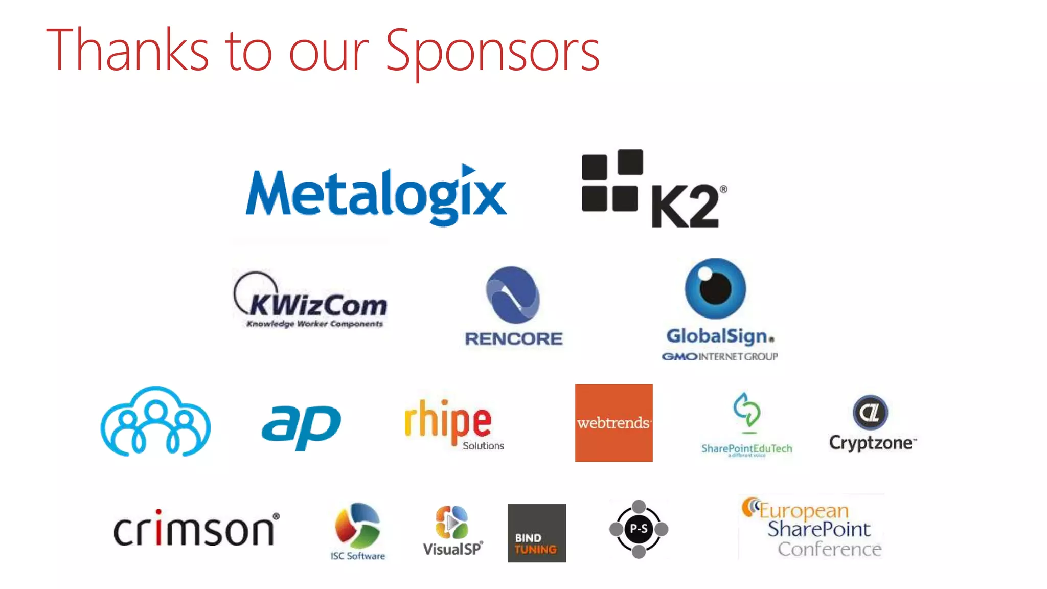 Thanks to our Sponsors
 